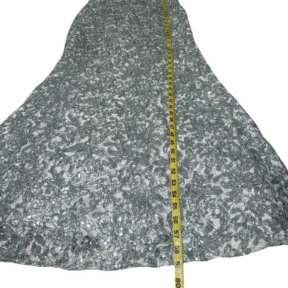 Alex Evenings Sleeveless Corded Fit Ice Sage Lace & Sequin-Detail Gown Sz 8 - Picture 8 of 16